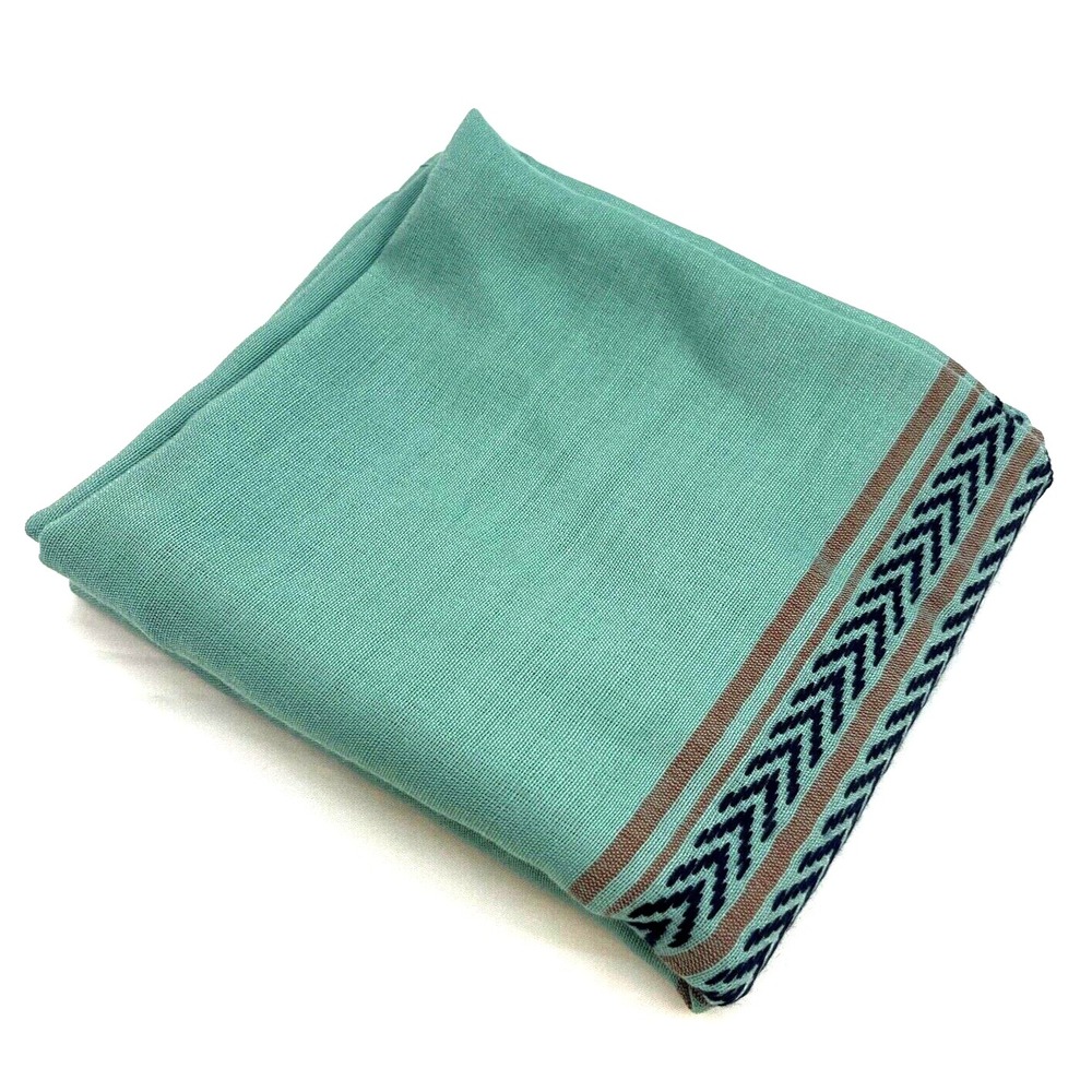 Toad & Co Womens Scarf Green Woven Stripe Wool/Modal Blend‎ Infinity Rectangle